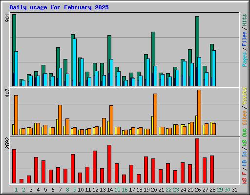 Daily usage for February 2025