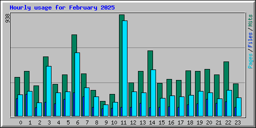 Hourly usage for February 2025